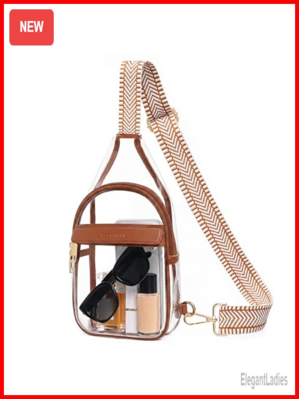 Clear Crossbody Bag Stadium Approved Small Purse PVC Water Resistant
